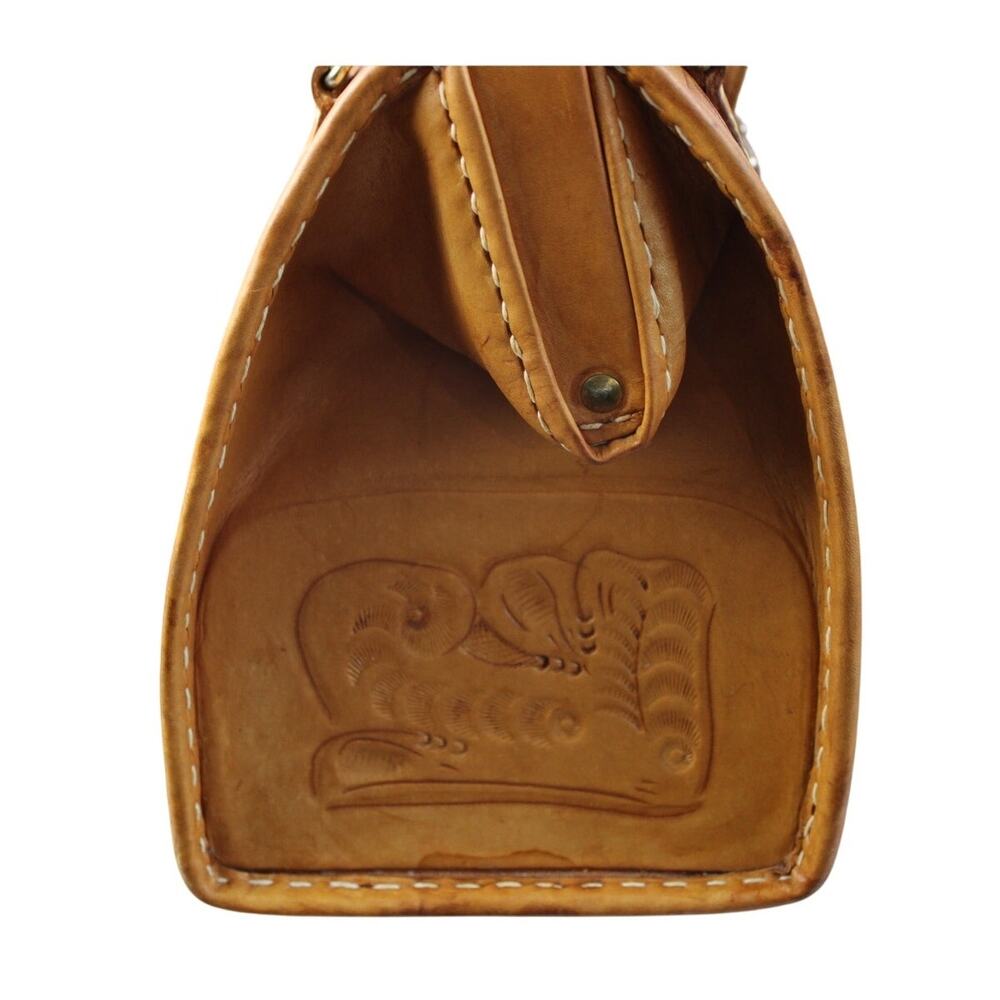 Western Leather Vintage Tooled "Doctor Bag" - Picture 4 of 7